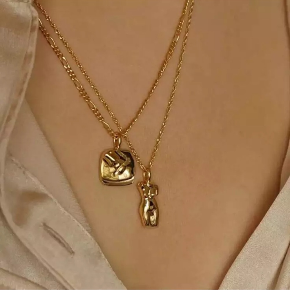 Abstract  18k Gold plated stainless steel  minimalist necklace feminine mother